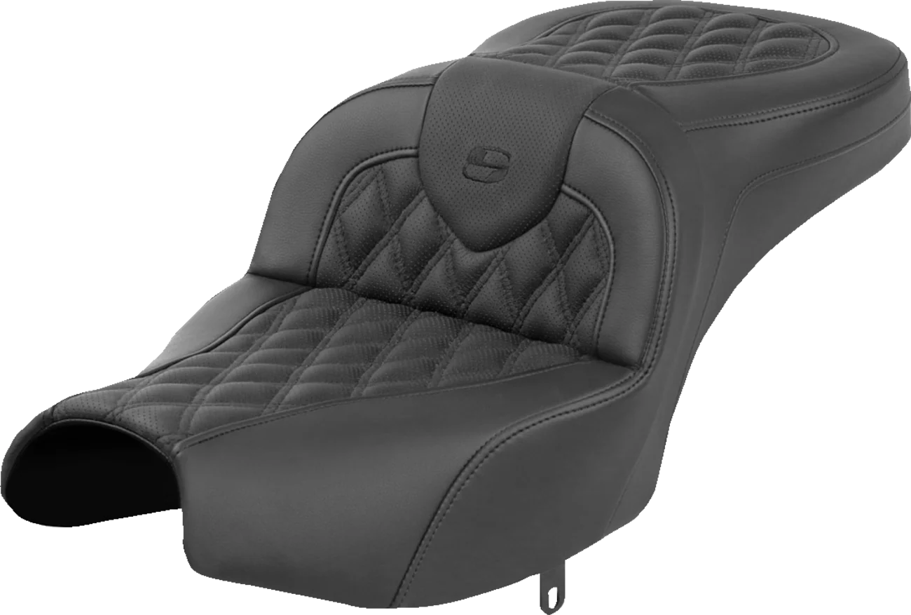 SADDLEMEN Roadsofa* Seat - Without Backrest - Black - Lattice Stitch - Indian Pursuit '22-'24 I22-02-182
