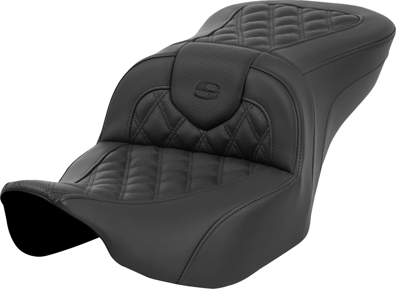 SADDLEMEN Roadsofa™ Seat - without Backrest - Lattice Stitch - Black - FL '23-'24 823-07-182