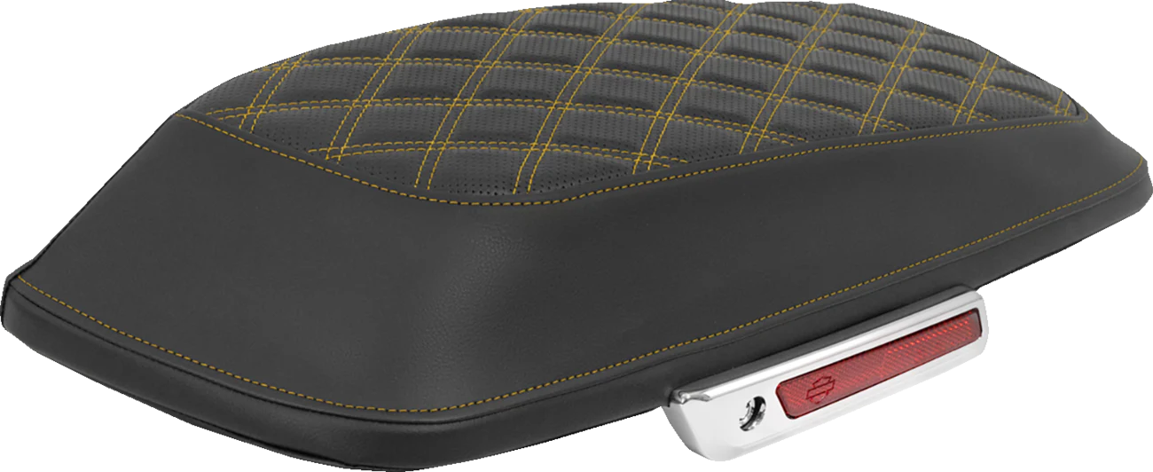 SADDLEMEN Saddlebag Lid Covers - Lattice - Gold Stitch - FLH/FLT '14-'25 L870-14-18407
