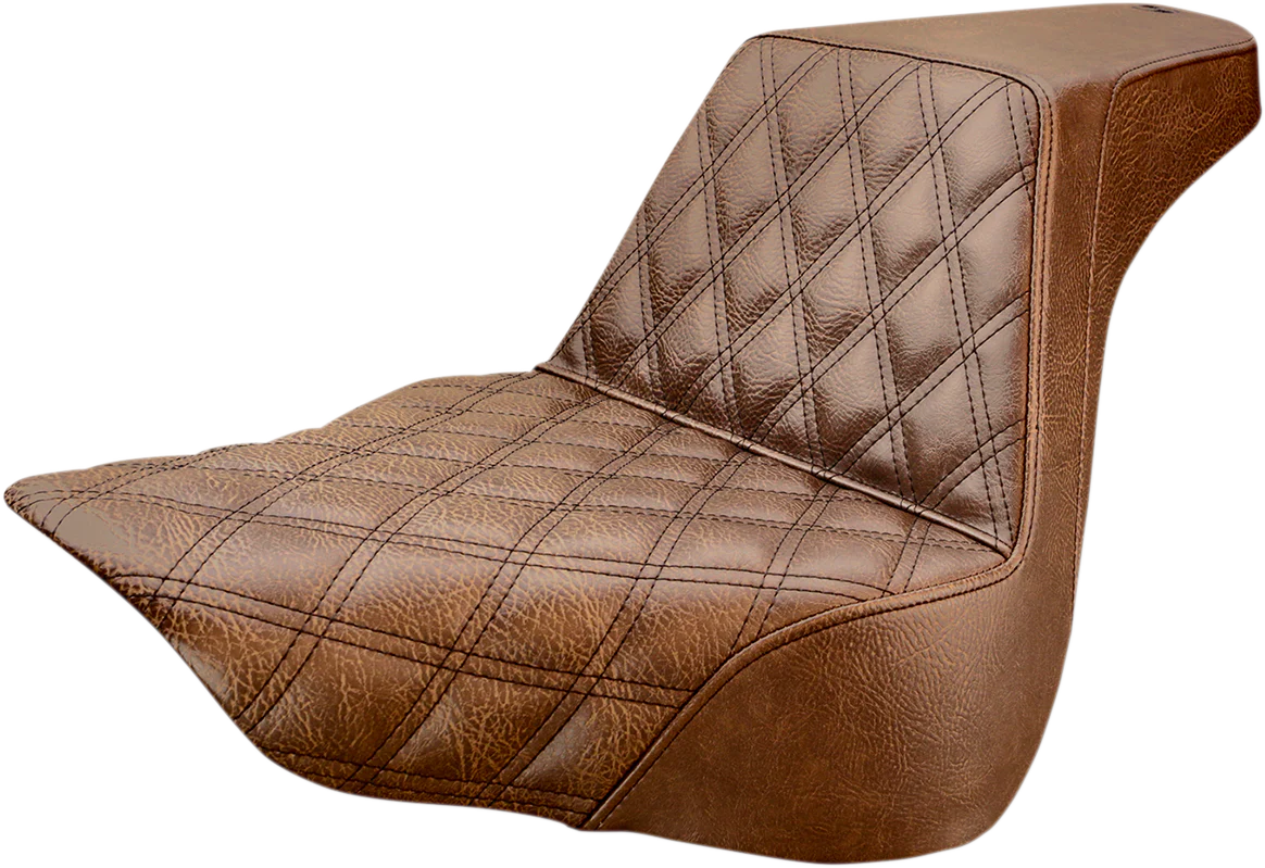 SADDLEMEN Step-Up Seat - Front Lattice Stitch - Brown - FL/FX '18-'23 - Part 818-27-172BR