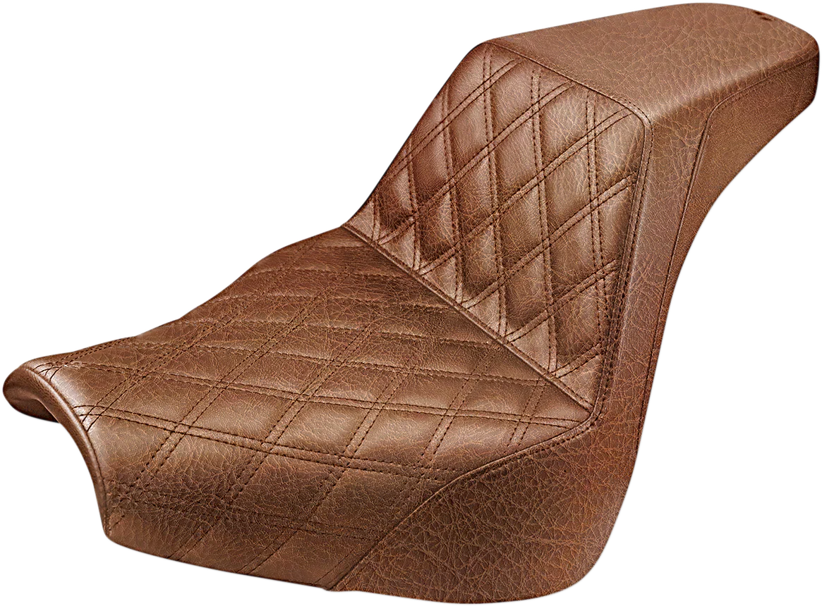 SADDLEMEN Step-Up Seat - Front Lattice Stitch - Brown - FXBR/S '18-'20 818-31-172BR