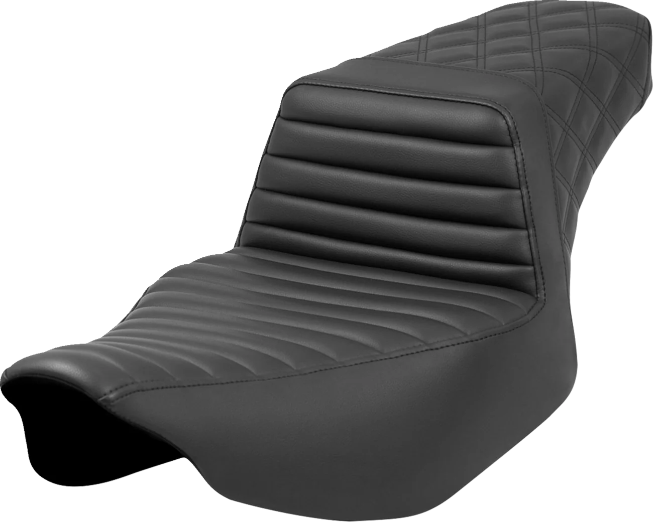 SADDLEMEN Step-Up Seat - Front Tuck-n'-Roll/Rear Lattice Stitch - Black - Road Glide/Street Glide 823-07-176