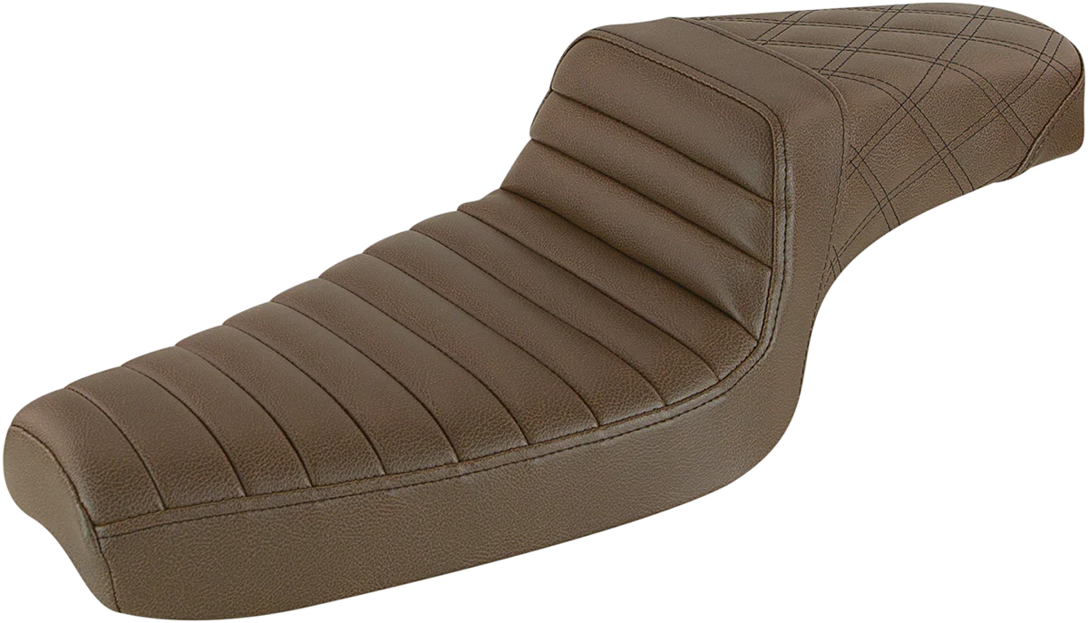 SADDLEMEN Step-Up Seat - Front Tuck-n-Roll/Rear Lattice Stitch - Brown 879-03-176BR