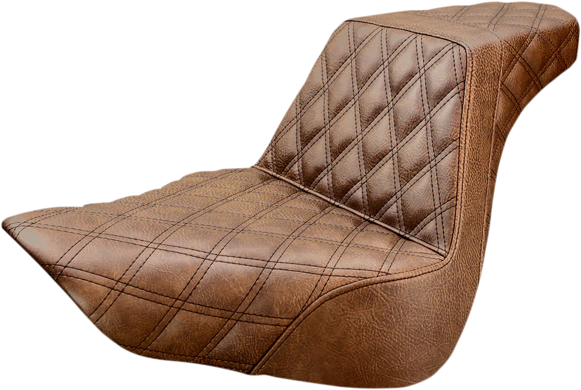 SADDLEMEN Step-Up Seat - Full Lattice Stitch - Brown - FL/FX '18-'23 - Part 818-27-175BR