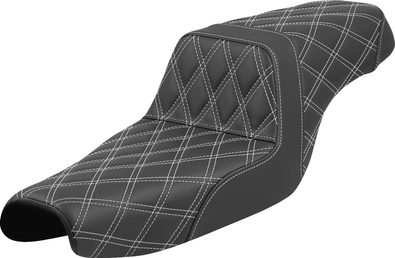 SADDLEMEN Step-Up Seat - Lattice Stitch - White Stitch - XL '04-'22 807-11-17506