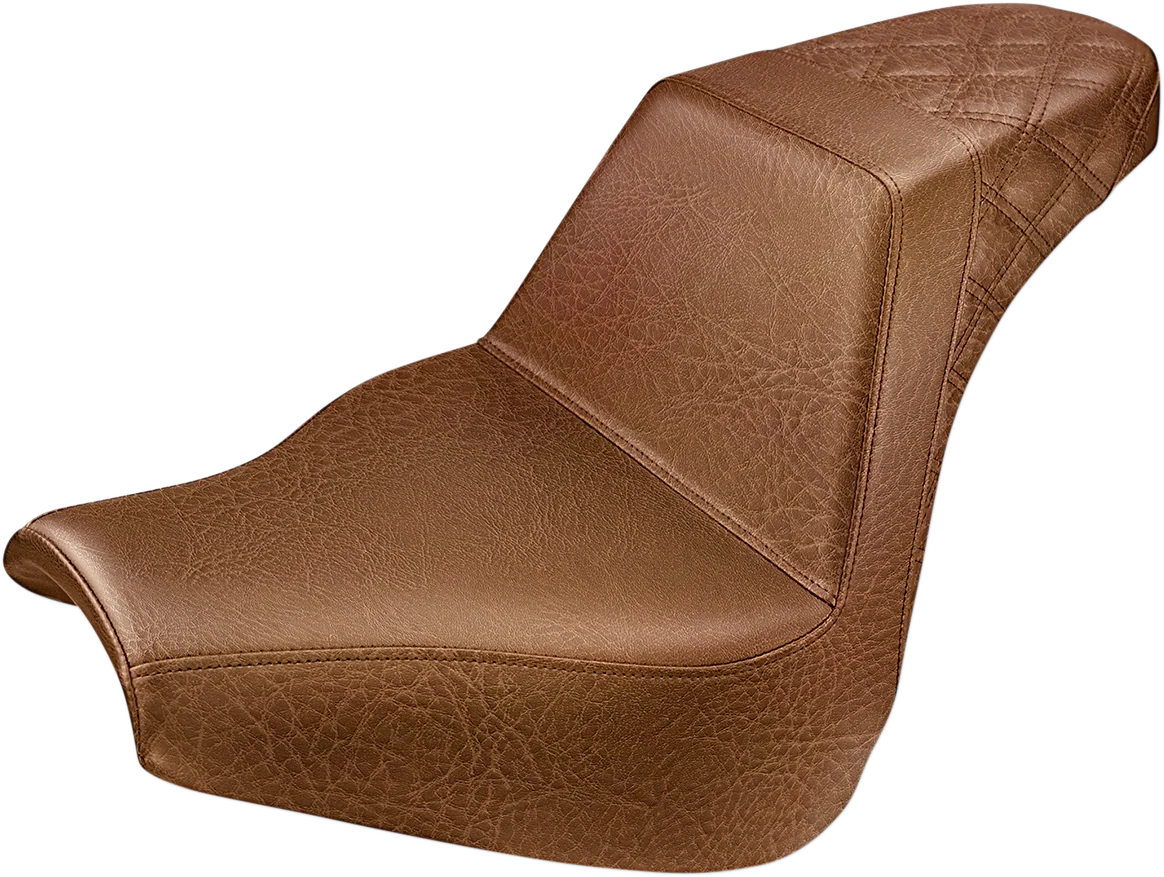 SADDLEMEN Step-Up Seat - Rear Lattice Stitch - Brown - FXBR/S '18-'20 818-31-173BR