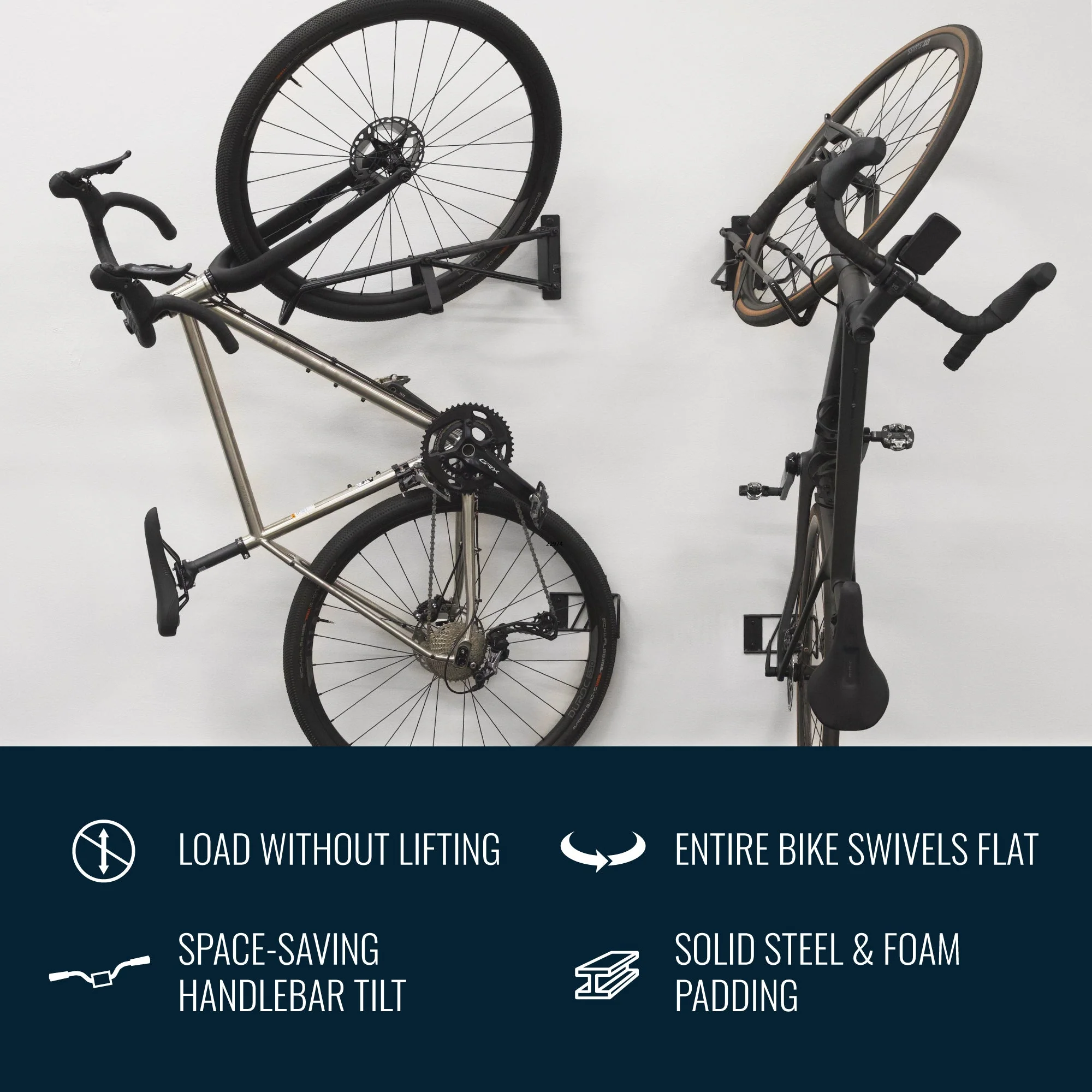 SwivelStow No-Lift Road & Gravel Bike Rack | 2 Pack - Image 3