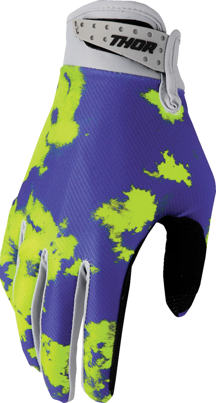 THOR Youth Launchmode Bleach Gloves - Gray/Acid - Large 3332-1911