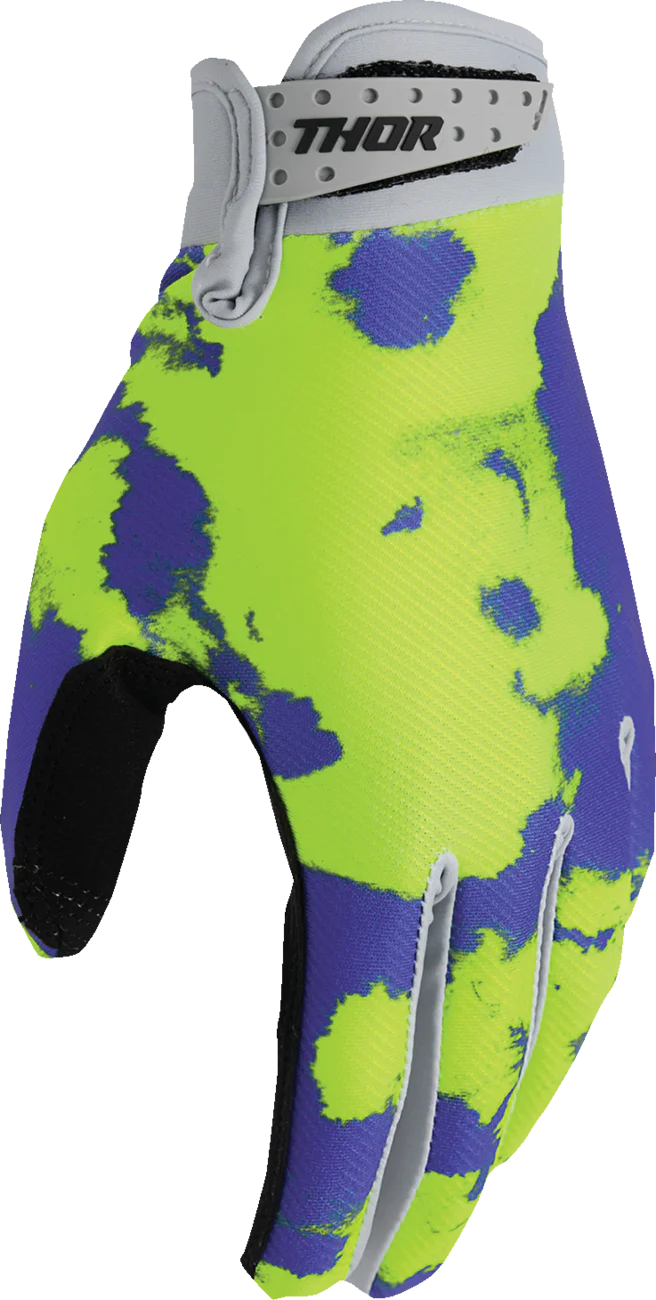 THOR Youth Launchmode Bleach Gloves - Gray/Acid - Large 3332-1911 - Image 3