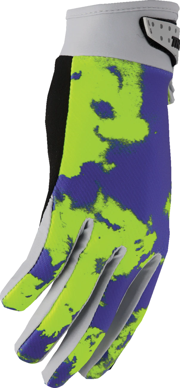 THOR Youth Launchmode Bleach Gloves - Gray/Acid - Large 3332-1911 - Image 4