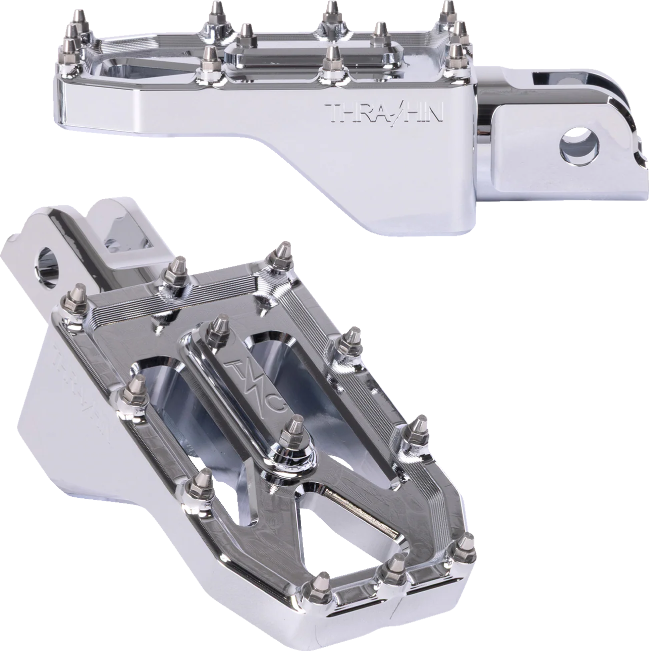 THRASHIN SUPPLY CO. Aggressor Foot Pegs - Front - Chrome - FL/FX '18-'25 TSC-2022-3-SF
