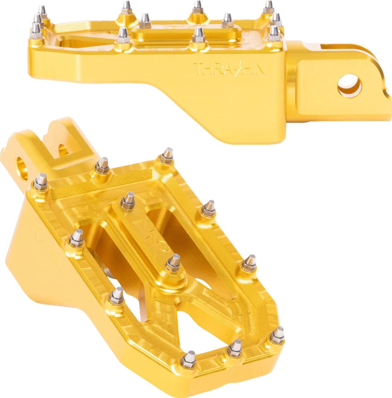 THRASHIN SUPPLY CO. Aggressor Foot Pegs - Front - Gold - FL/FX '18-'25 TSC-2022-5-SF