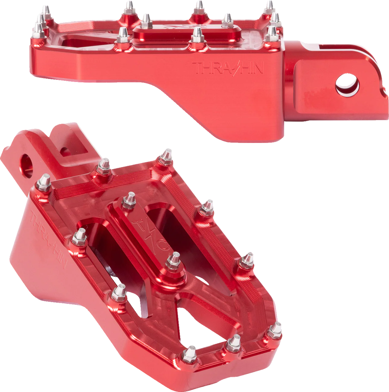 THRASHIN SUPPLY CO. Aggressor Foot Pegs - Front - Red - FL/FX '18-'25 TSC-2022-2-SF