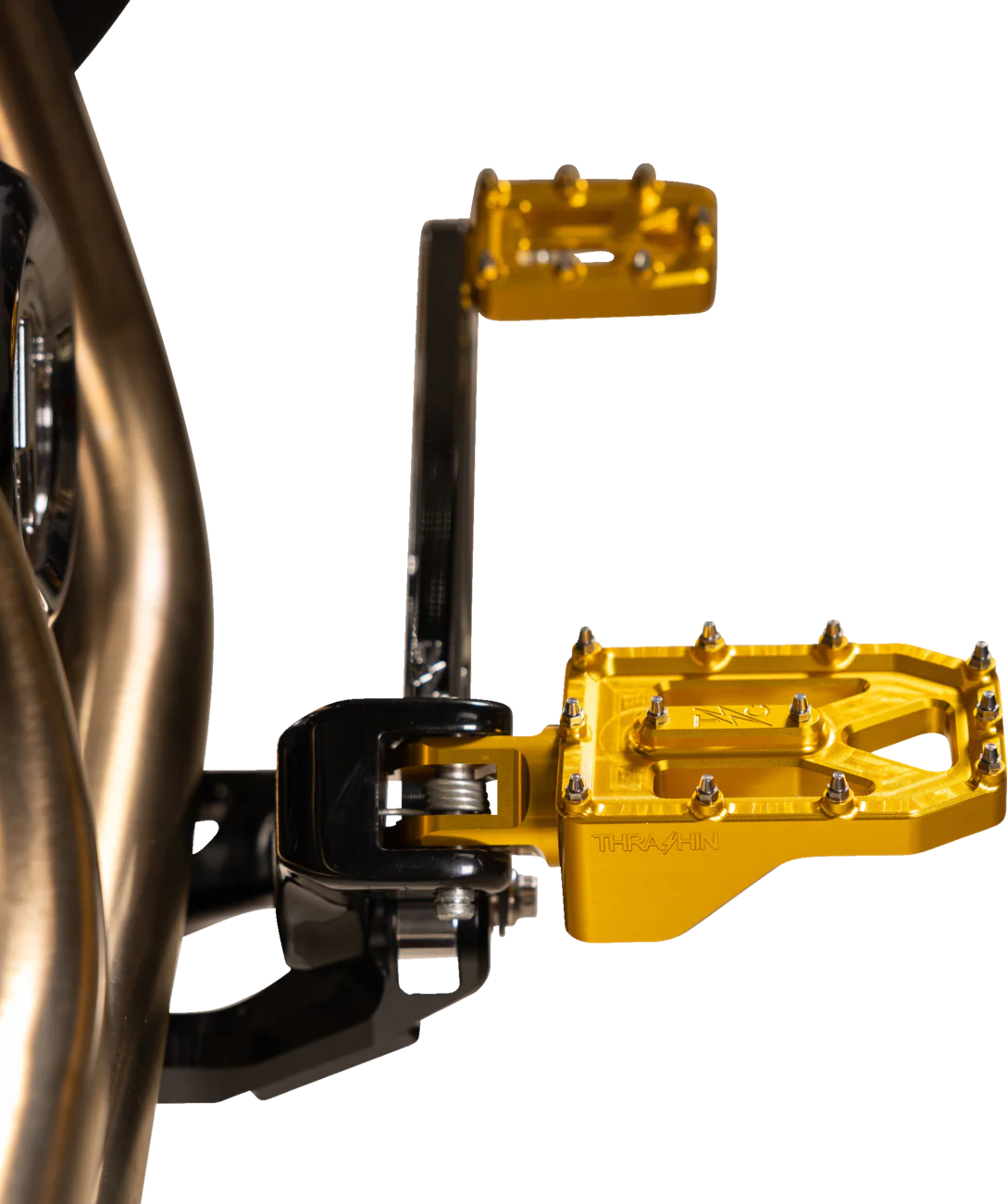 THRASHIN SUPPLY CO. Aggressor Foot Pegs - Rear - Gold - HD '72-'25 TSC-2022-5-D - Image 4