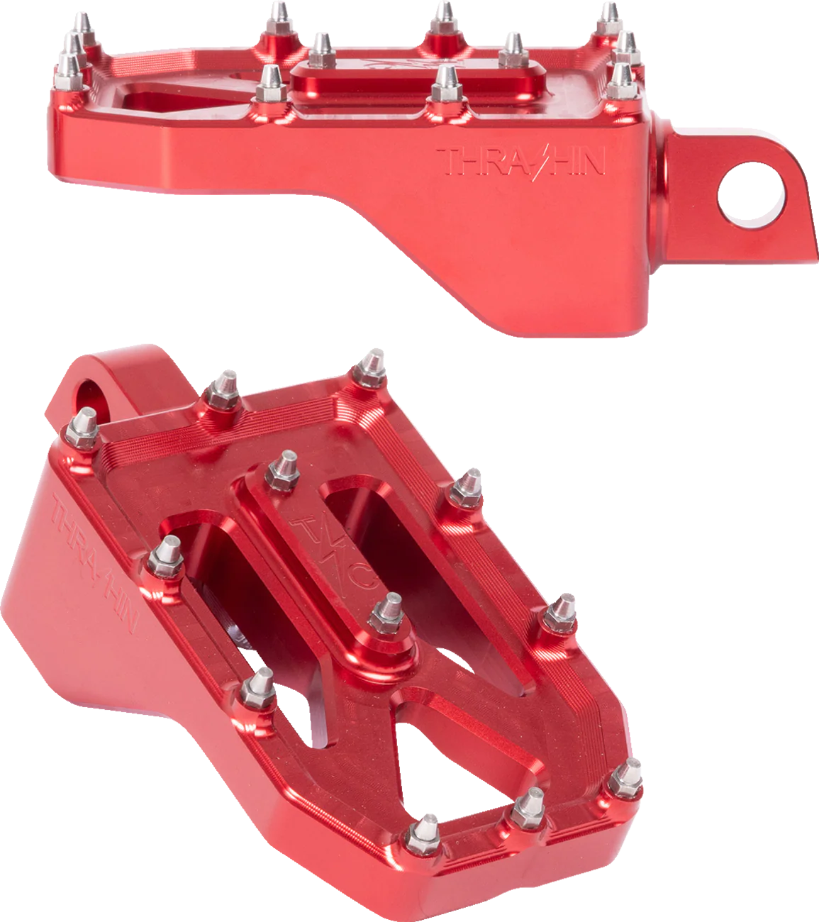 THRASHIN SUPPLY CO. Aggressor Foot Pegs - Rear- Red - HD '72-'25 TSC-2022-2-D