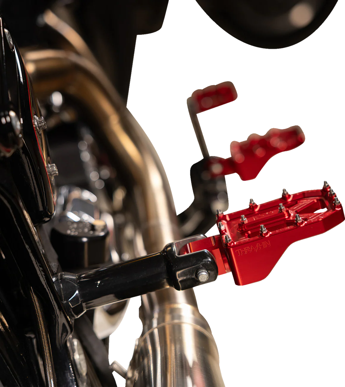 THRASHIN SUPPLY CO. Aggressor Foot Pegs - Rear- Red - HD '72-'25 TSC-2022-2-D - Image 5