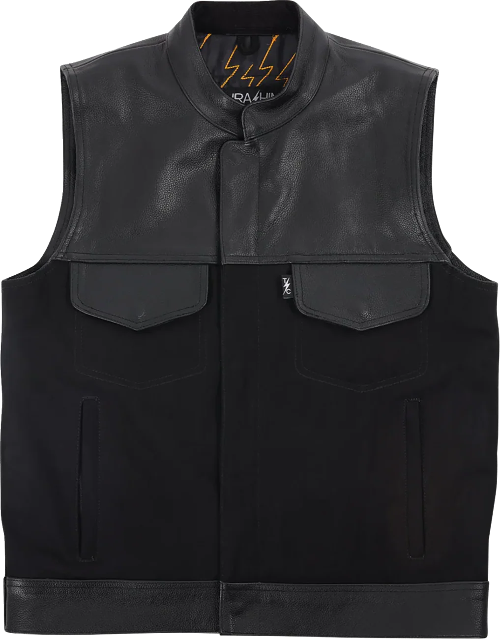 THRASHIN SUPPLY CO. Kanan Leather/Denim Riding Vest - Black - 3XL TMJ-13-13