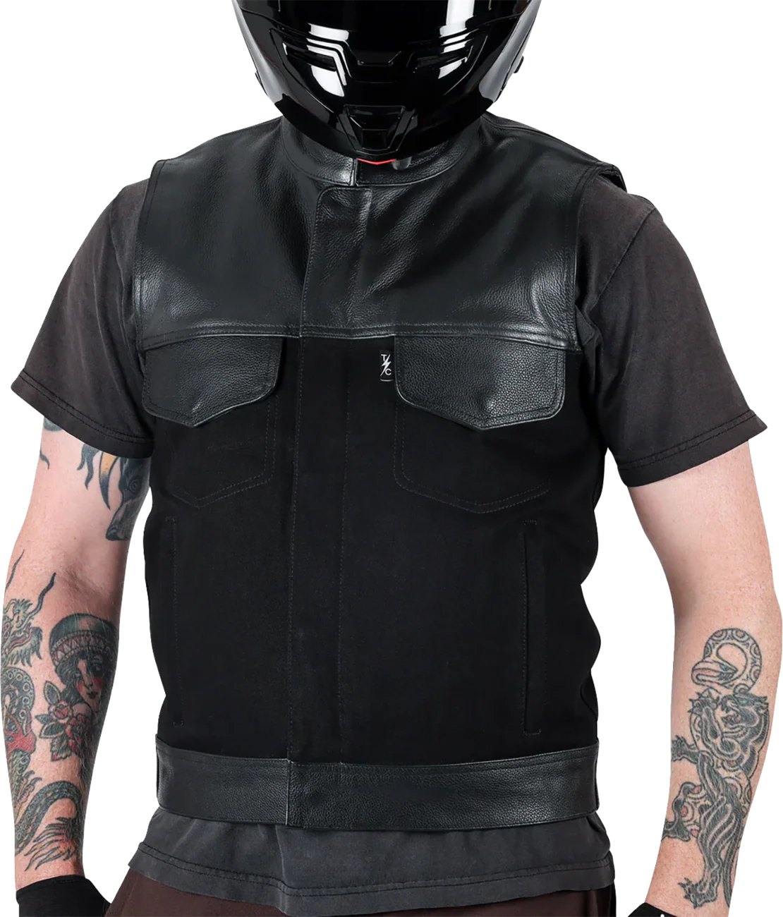 THRASHIN SUPPLY CO. Kanan Leather/Denim Riding Vest - Black - 3XL TMJ-13-13 - Image 7