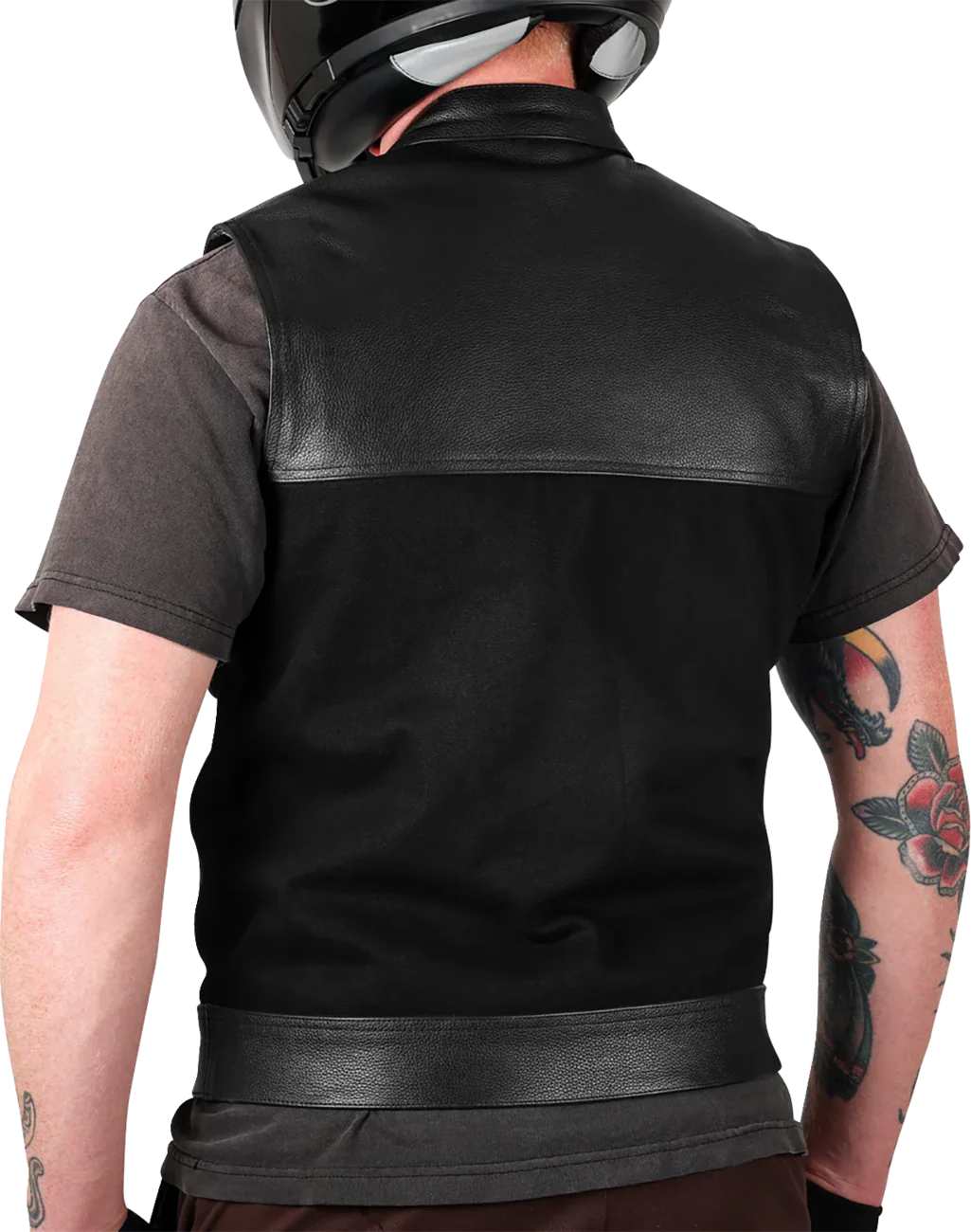 THRASHIN SUPPLY CO. Kanan Leather/Denim Riding Vest - Black - 3XL TMJ-13-13 - Image 8