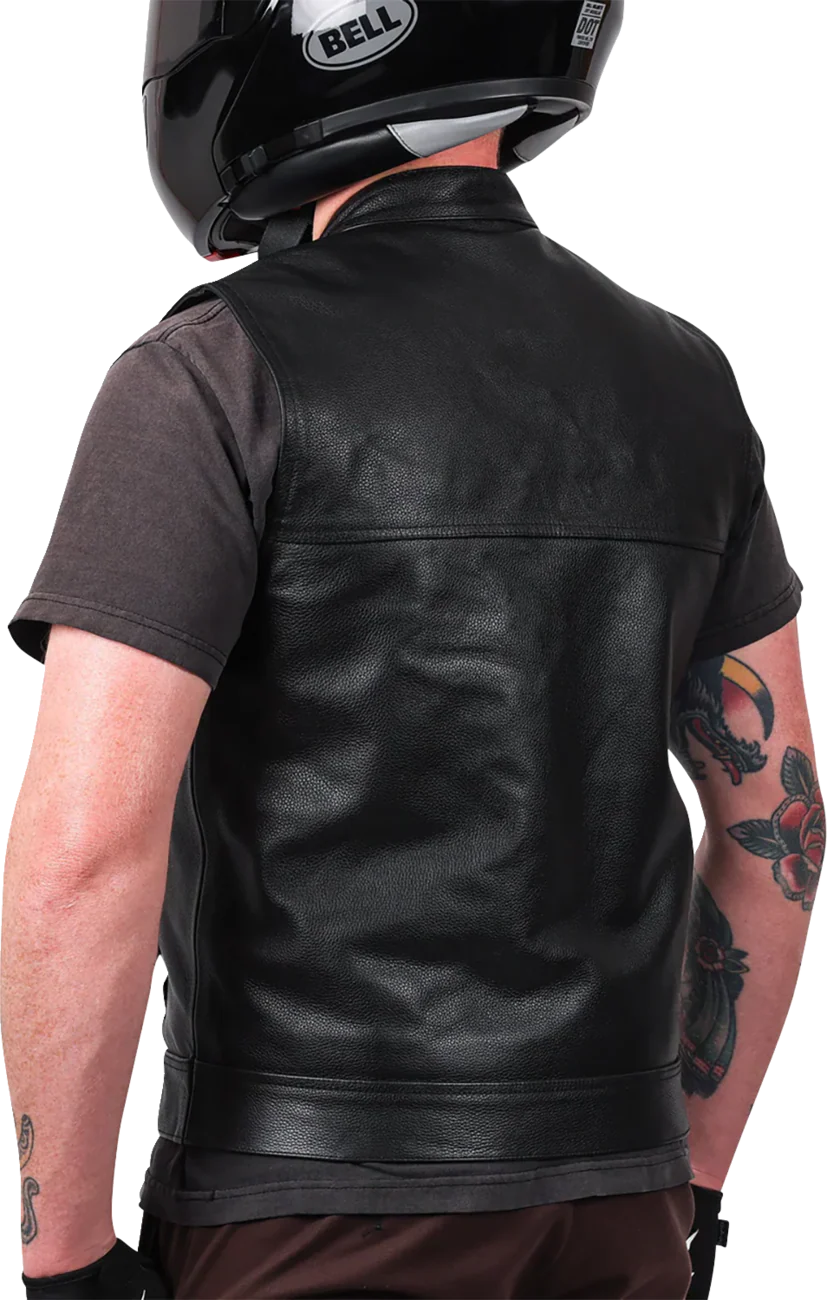 THRASHIN SUPPLY CO. Mulholland Leather Riding Vest - Black - 3XL TMJ-14-13 - Image 8