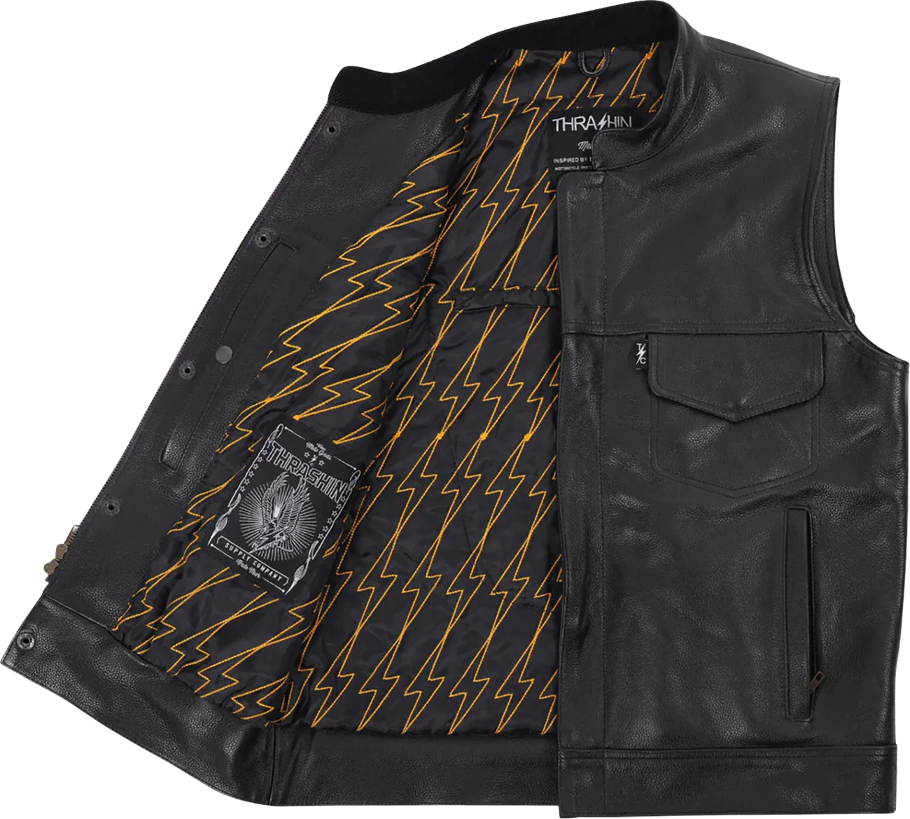 THRASHIN SUPPLY CO. Mulholland Leather Riding Vest - Black - Medium TMJ-14-09 - Image 3
