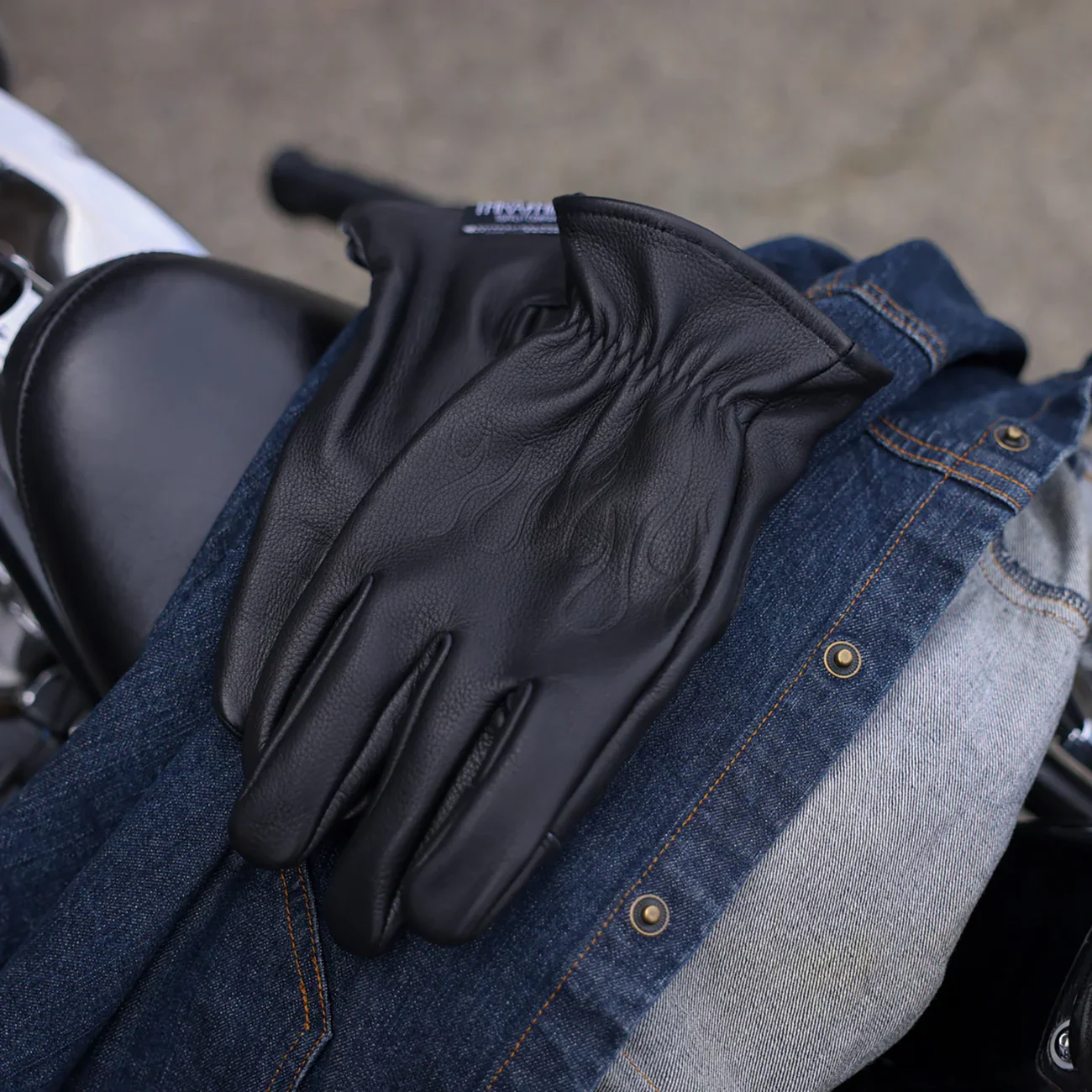 THRASHIN SUPPLY CO. Roper Leather Gloves - Black - 2XL TRG-01-12 - Image 10