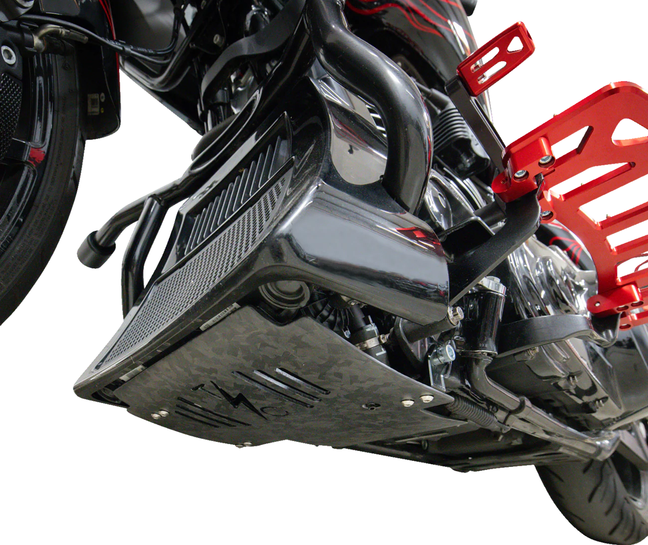THRASHIN SUPPLY CO. Skid Plate - Carbon Fiber/Forged - With Black Brackets - FLHX/FLTRX TSC-3035-1 - Image 2
