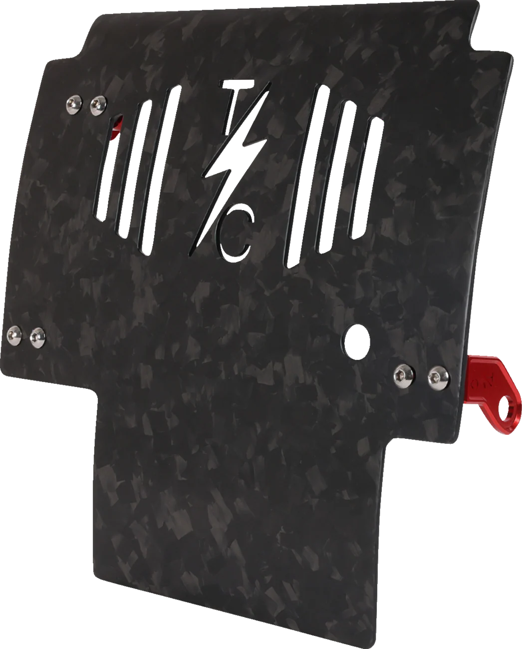 THRASHIN SUPPLY CO. Skid Plate - Carbon Fiber/Forged - With Red Brackets - FLHX/FLTRX TSC-3035-2
