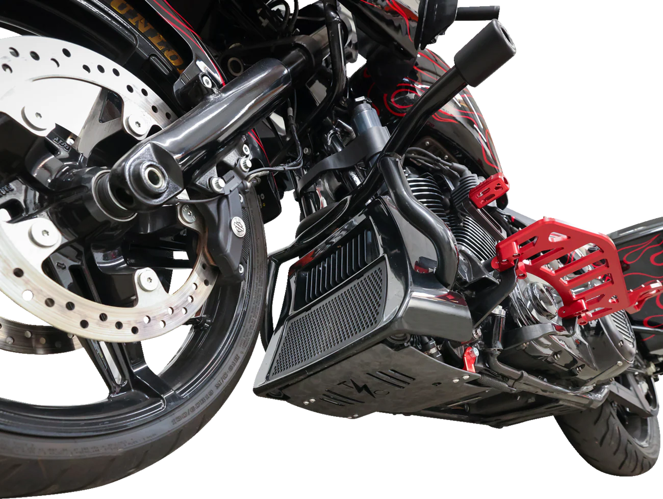 THRASHIN SUPPLY CO. Skid Plate - Carbon Fiber/Forged - With Red Brackets - FLHX/FLTRX TSC-3035-2 - Image 2