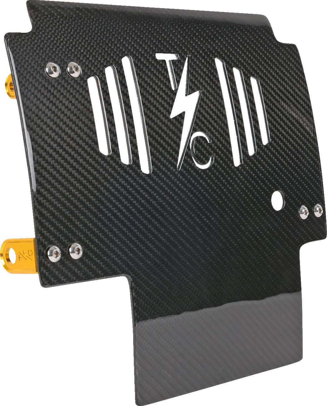 THRASHIN SUPPLY CO. Skid Plate - Carbon Fiber/Gloss - With Gold Brackets - FLHX/FLTRX TSC-3034-5 - Image 2