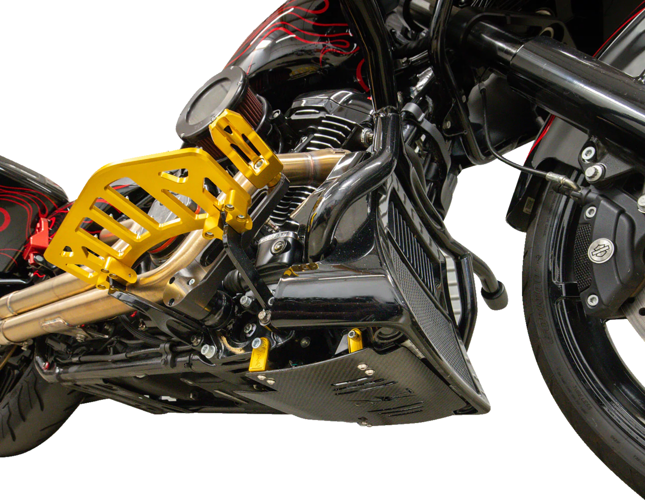 THRASHIN SUPPLY CO. Skid Plate - Carbon Fiber/Gloss - With Gold Brackets - FLHX/FLTRX TSC-3034-5 - Image 6