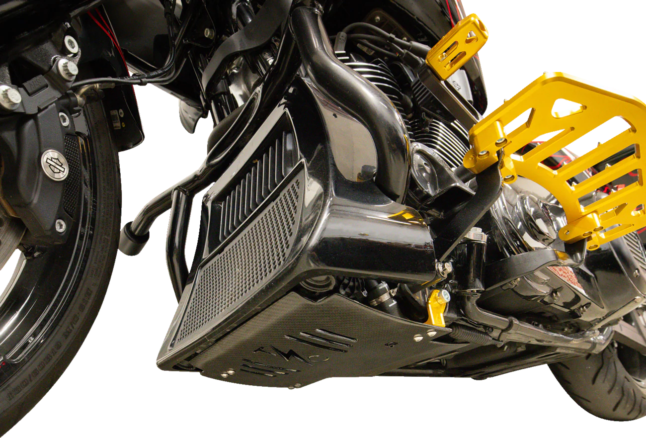 THRASHIN SUPPLY CO. Skid Plate - Carbon Fiber/Gloss - With Gold Brackets - FLHX/FLTRX TSC-3034-5 - Image 9