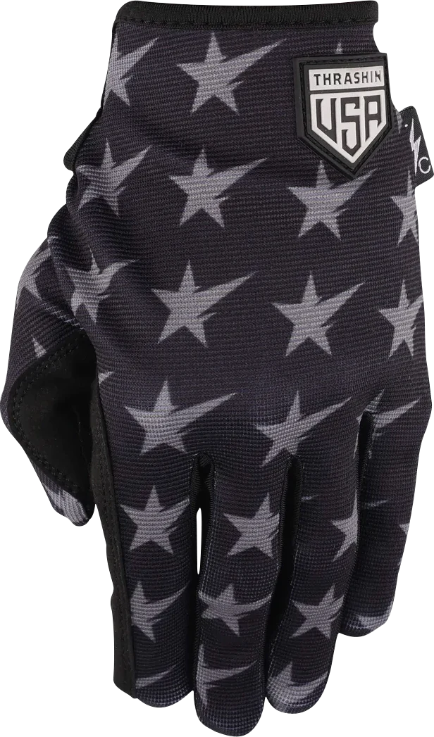 THRASHIN SUPPLY CO. Stars & Bolts Stealth Gloves - Black/Gray - Medium SV1-13-09 - Image 2