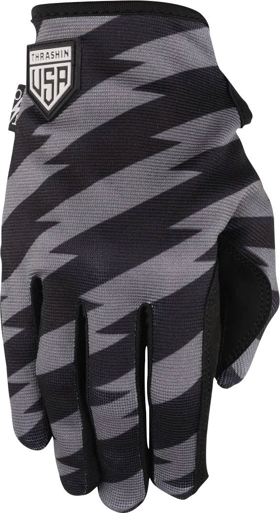 THRASHIN SUPPLY CO. Stars & Bolts Stealth Gloves - Black/Gray - Medium SV1-13-09 - Image 4