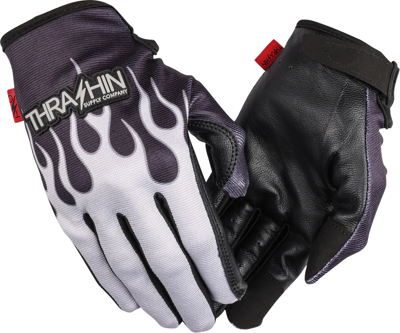 THRASHIN SUPPLY CO. Stealth Leather Palm Flame Gloves - Gray - 2XL SV1-22-12