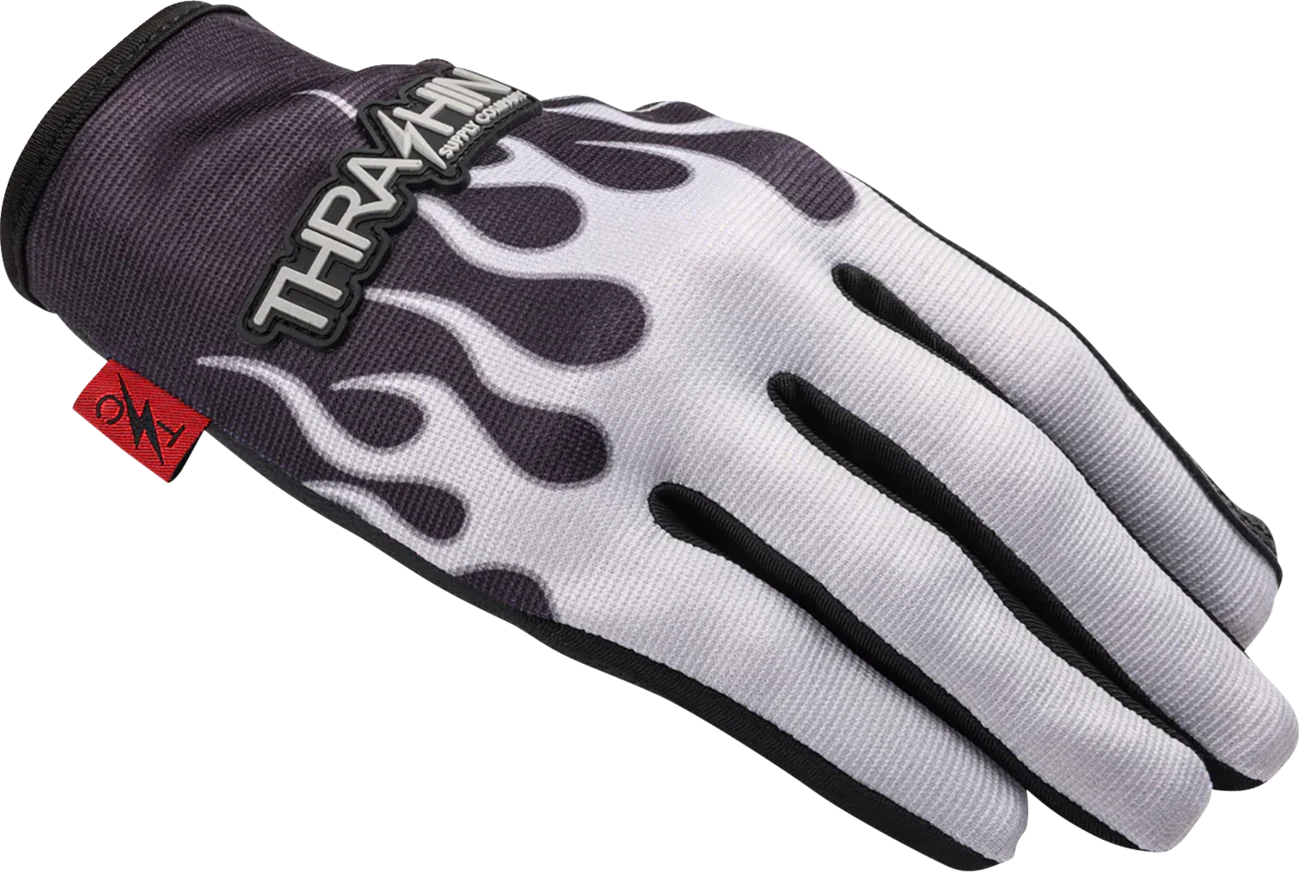 THRASHIN SUPPLY CO. Stealth Leather Palm Flame Gloves - Gray - 2XL SV1-22-12 - Image 4
