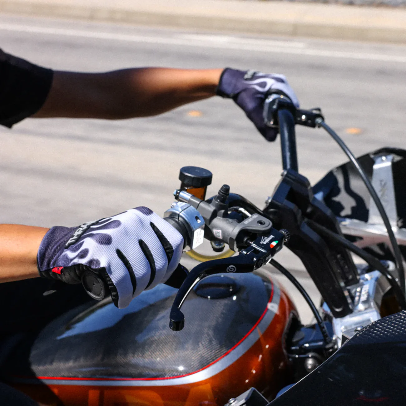 THRASHIN SUPPLY CO. Stealth Leather Palm Flame Gloves - Gray - 2XL SV1-22-12 - Image 6