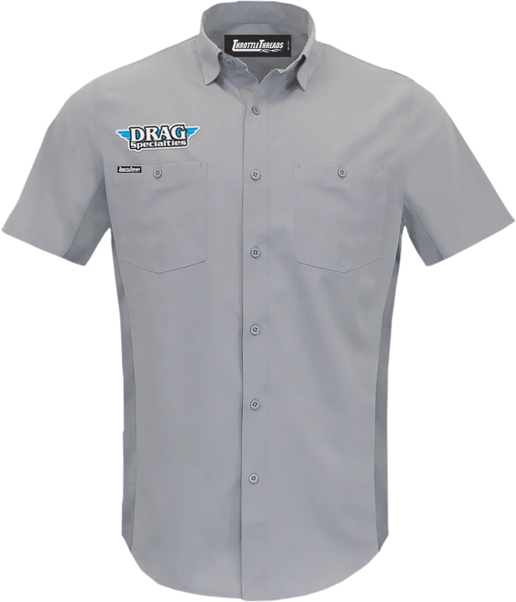 THROTTLE THREADS Drag Specialties Vented Shop Shirt - Gray - 3XL DRG31ST26GY3X