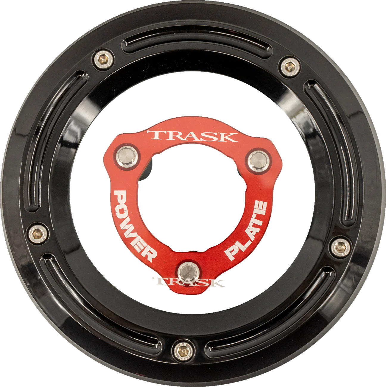 TRASK Derby Cover with Power Plate - Black/Red - Kit - '17-'25 Harley-Davidson TM-0051-BK-RD