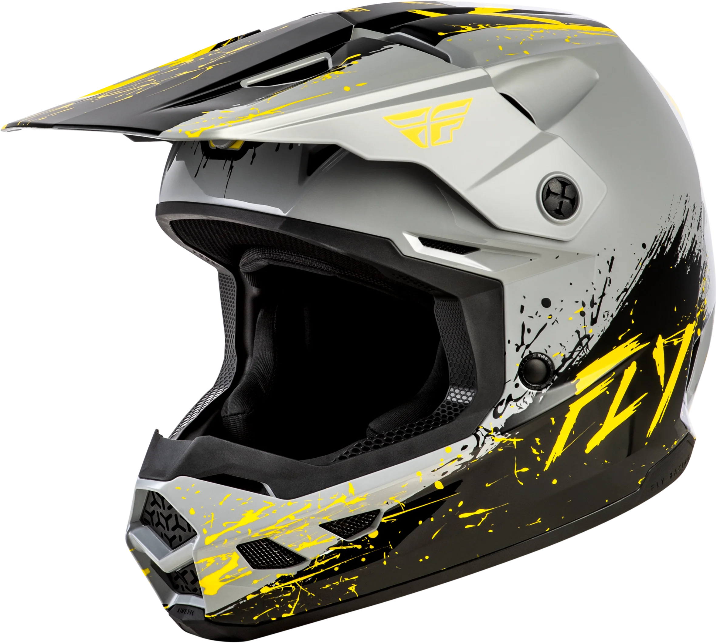 Youth Kinetic Drip Helmet Grey/Black/Yellow Ys