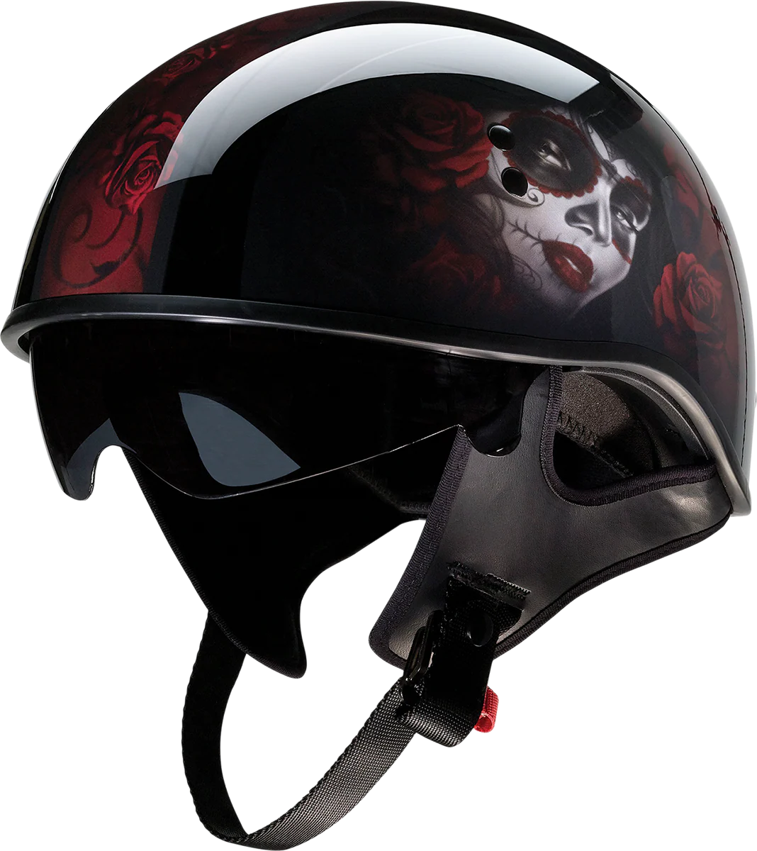 Z1R Vagrant Helmet - Red Catrina - Black/Red - Large 0103-1316 - Image 4