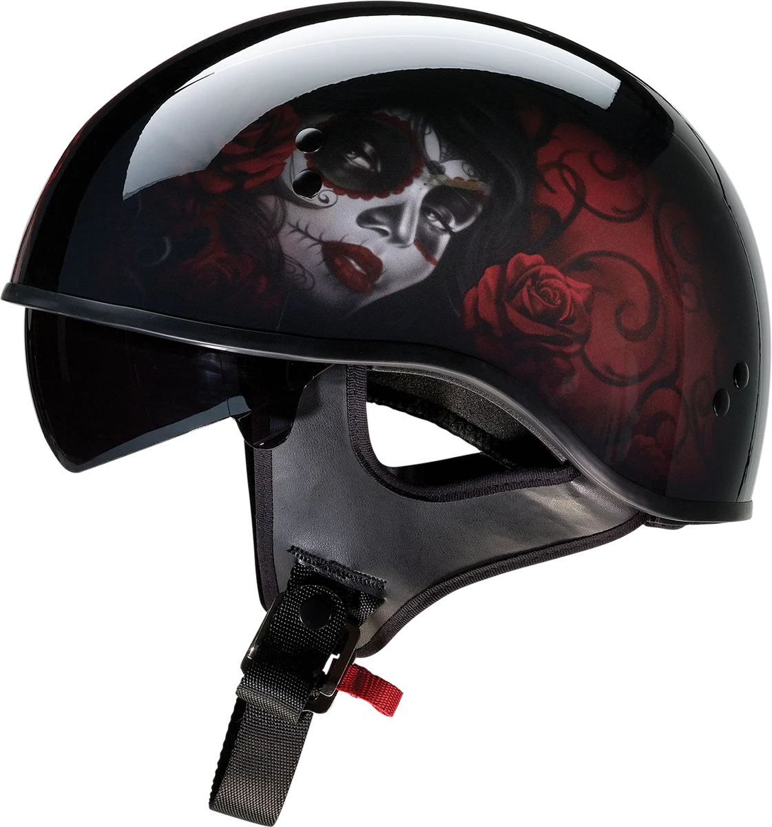 Z1R Vagrant Helmet - Red Catrina - Black/Red - Medium 0103-1315 - Image 5
