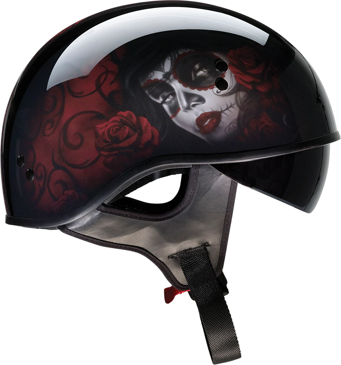 Z1R Vagrant Helmet - Red Catrina - Black/Red - Medium 0103-1315 - Image 6