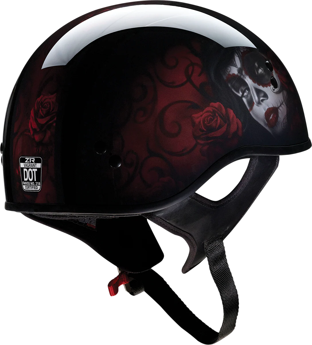 Z1R Vagrant Helmet - Red Catrina - Black/Red - Small 0103-1314 - Image 2