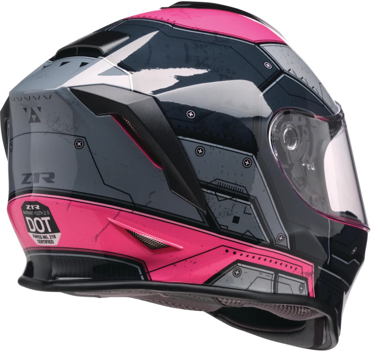 Z1R Youth Warrant Helmet - Sentinel - Pink - Large 0102-0297 - Image 4
