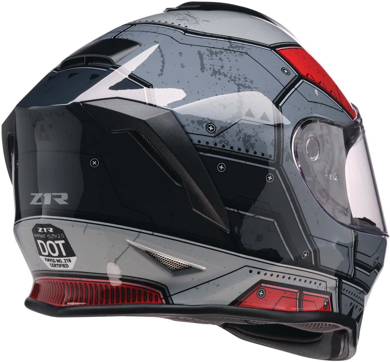 Z1R Youth Warrant Helmet - Sentinel - Red - Large 0102-0291 - Image 4